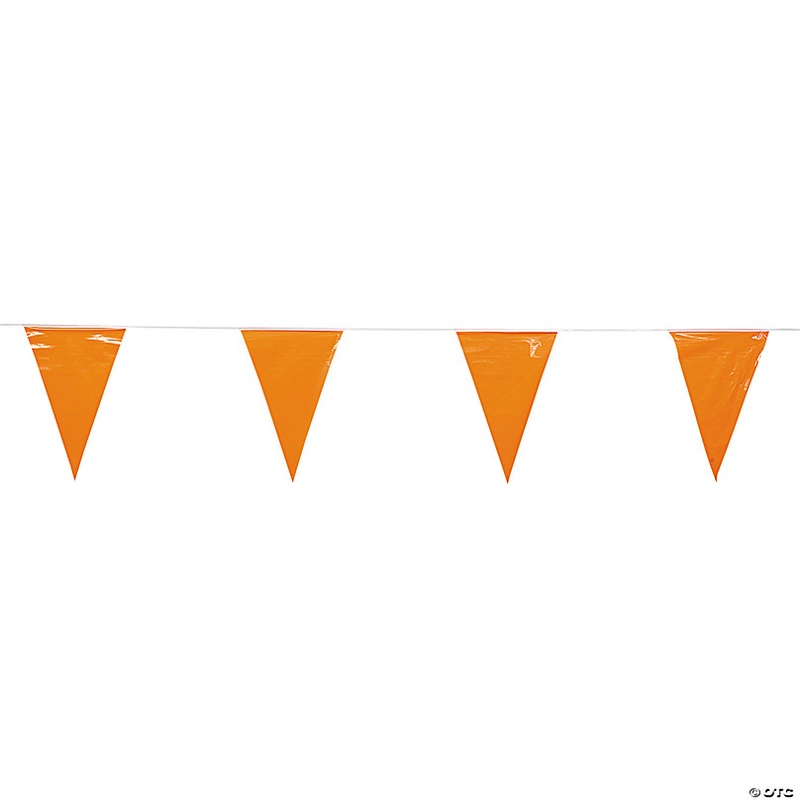 100 ft. Bright Orange Pennants Plastic Banner