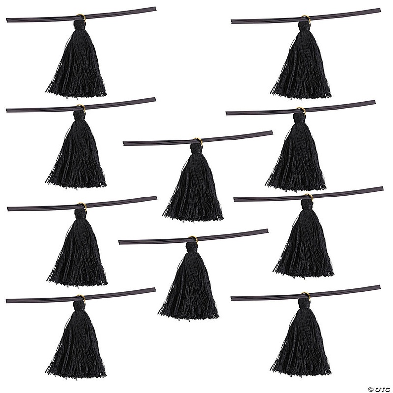 4 x 2 Bulk 96 Pc. Black Fringe Tassel Polyester Cellophane Bag Ties
