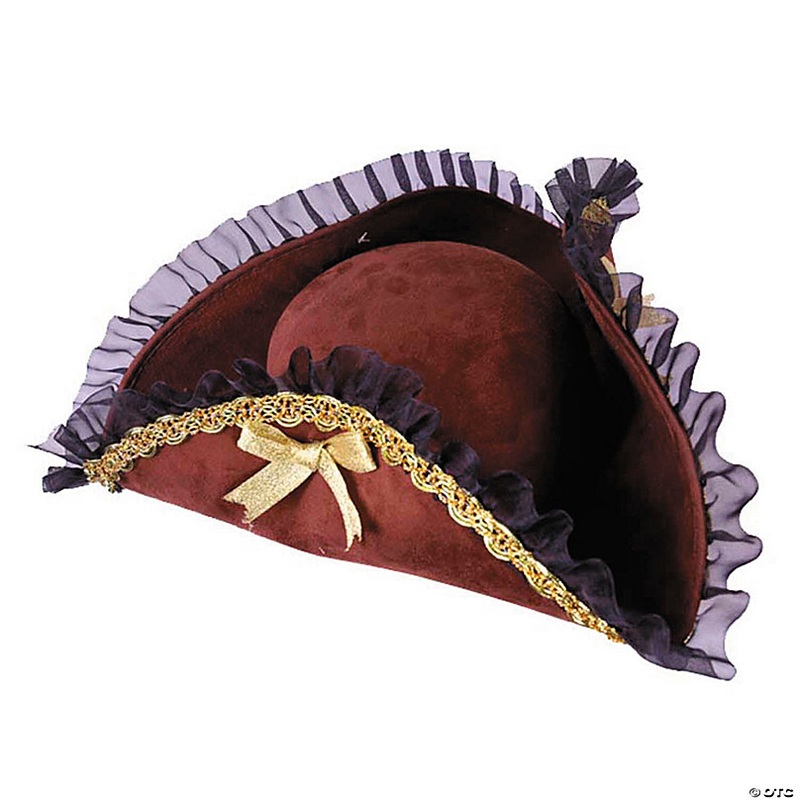 Adults Brown Pirate Hat with Gold Trim
