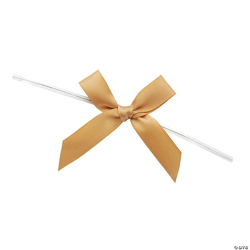 Bulk  200 Pc. Gold Twist Tie Satin Bows