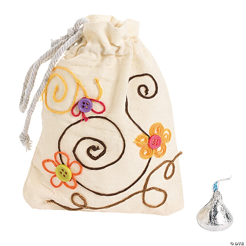DIY Mini Canvas Drawstring Bags - 48 Pc.