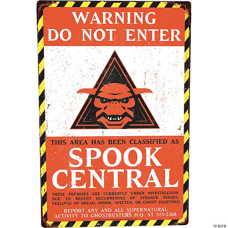 Ghostbusters Warning Do Not Enter Spook Central Metal Sign