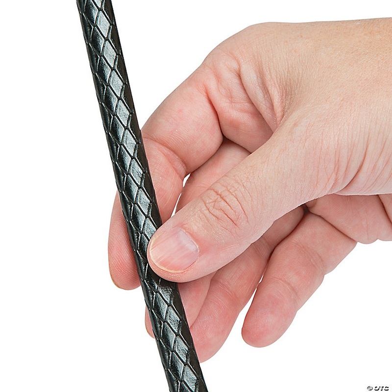 Large Faux Leather Black Slide Wristbands - 6 Pc.