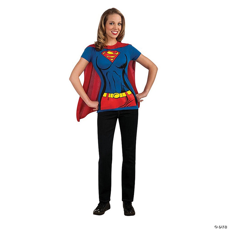 Womens Supergirl Shirt Costume with Cape
