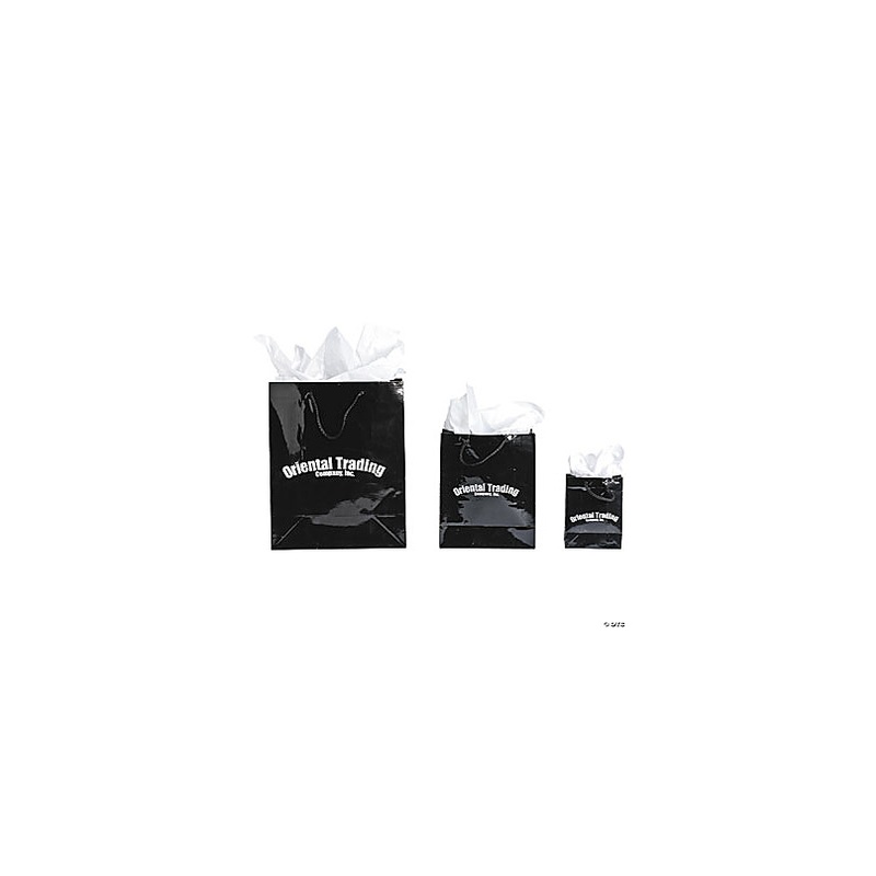 10 1/2 x 13 Large Black Gift Bags - 12 Pc.