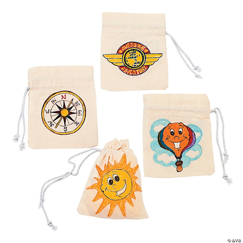 DIY Mini Canvas Drawstring Bags - 12 Pc.