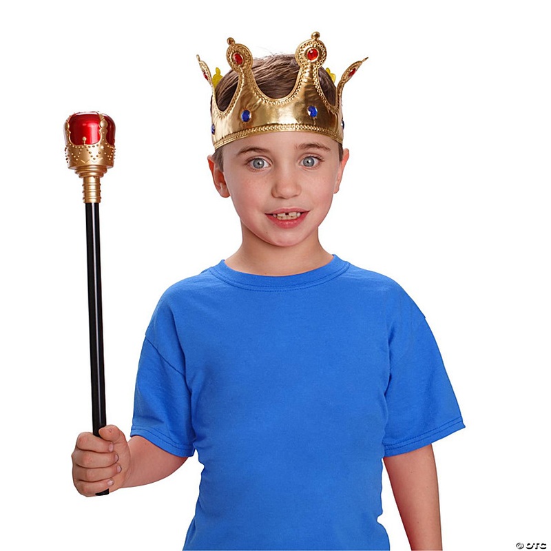 Gold Crown and Scepter Set - Red