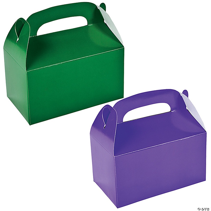 Green & Purple Gable Box Favor Kit for 24