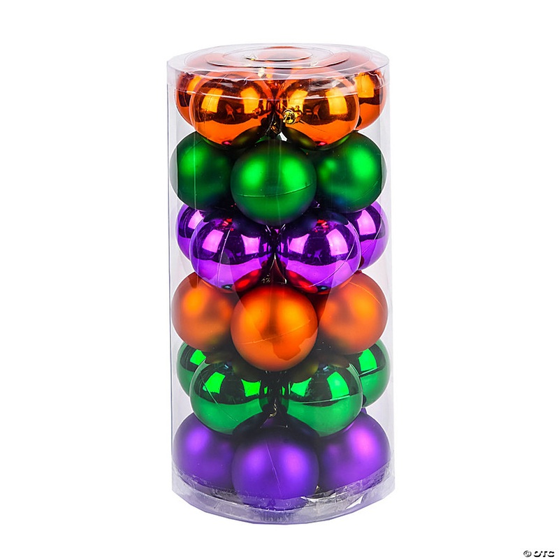 National Tree Company 2 Hanging Ball Ornament Set - Orange, Gree, Purple (Set of 30)