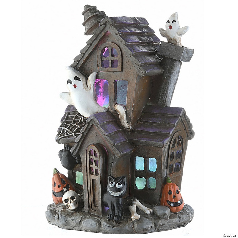 National Tree Company 6 in. Black Haunted House with LED Light