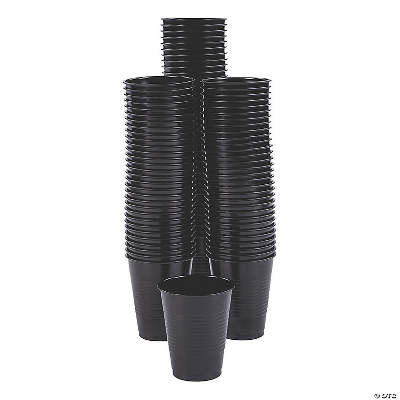 16 oz. Bulk 100 Ct. Black Disposable Plastic Cups