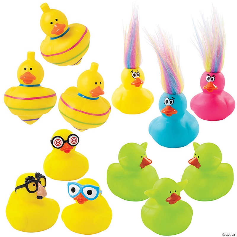 2 Silly Characters Vinyl Rubber Duck Toys Assortment - 48 Pc.