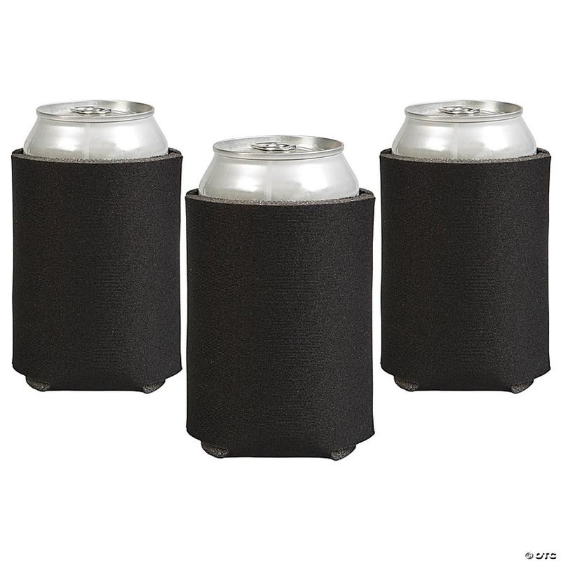 4 x 5 1/4 Soild Color Black Foam Standard Can Coolers - 12 Pc.
