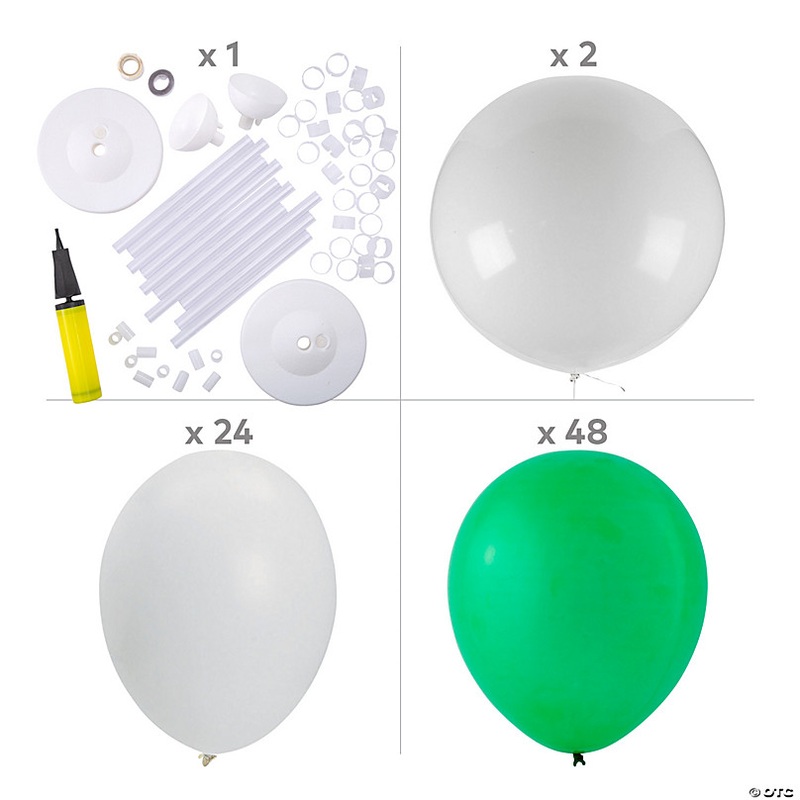 58 Green & White Latex Balloon Column Kit - 131 Pc.