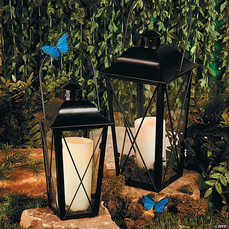 Black Metal Lanterns - 2 Pc.