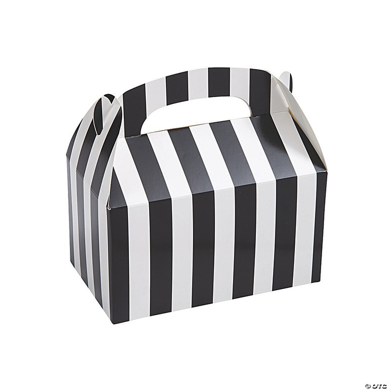 Black & White Striped Favor Boxes - 12 Pc.