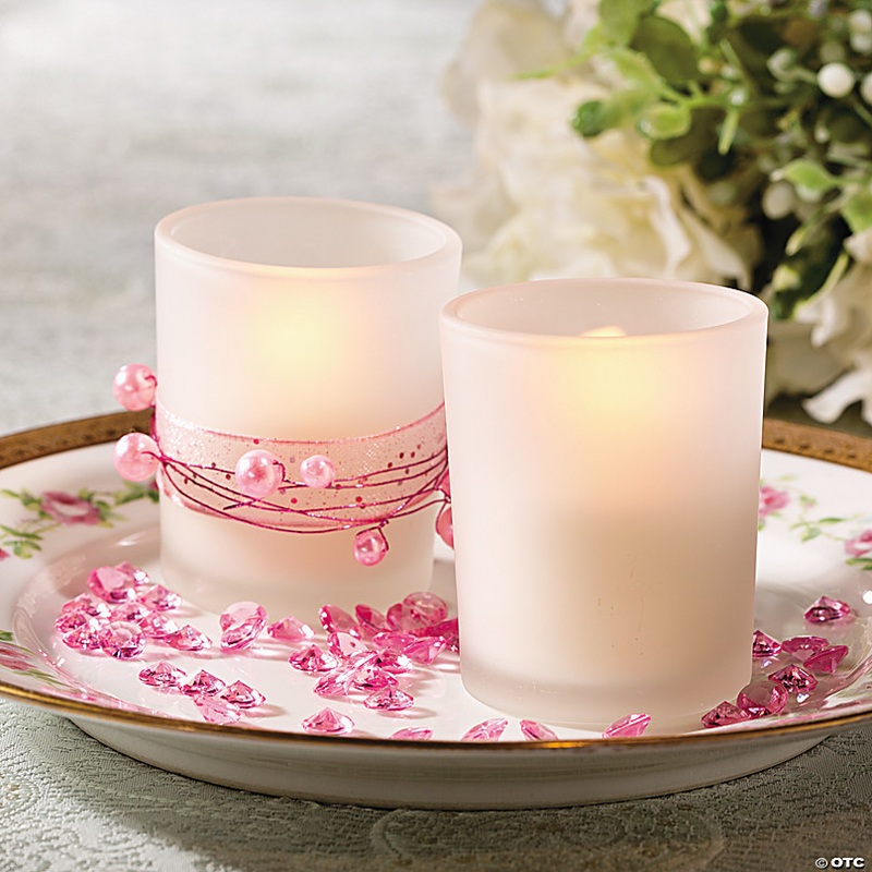 Frosted Wedding Votive Candle Holders - 12 Pc.