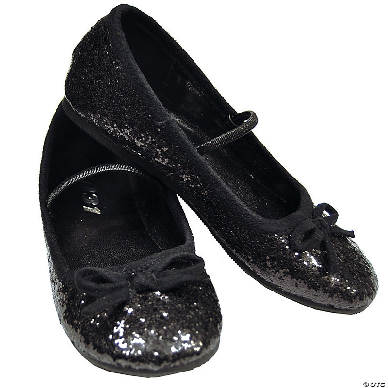 Kids Black Glitter Ballet Shoes - Size 2/3