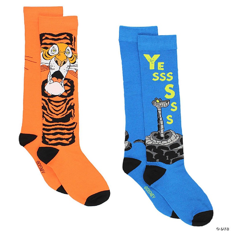The Jungle Book 2 pack Socks (Shoe: 4-10 (Sock: 9-11), Shere Khan Kaa Orange)