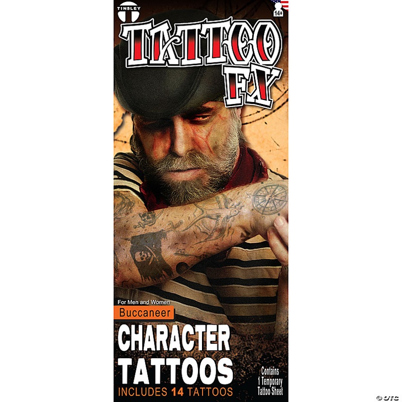 Tinsley Transfers Buccaneer Pirate Character Temporary Tattoos