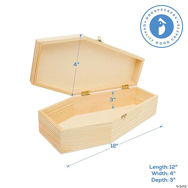 Woodpeckers Crafts, DIY Unfinished Wood 12 Coffin, Pack of 2