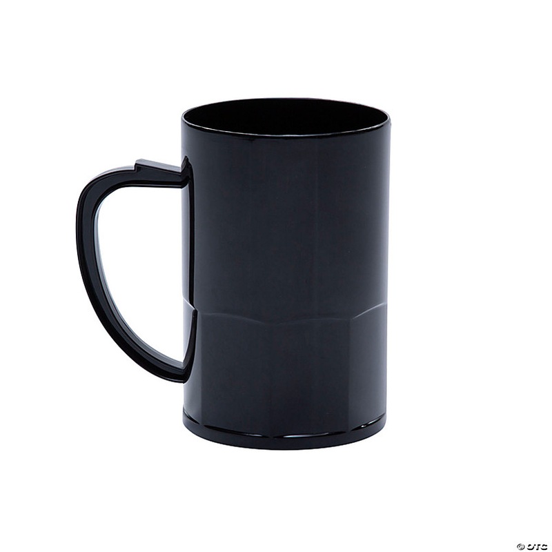 14 oz. Black Reusable Plastic Mugs - 12 Pc.