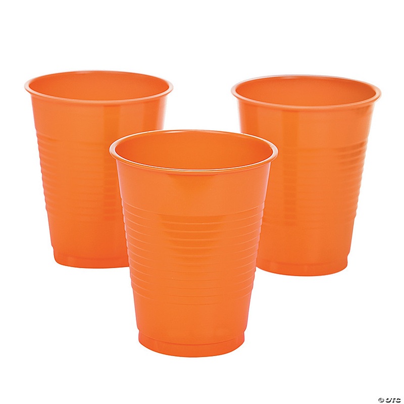 16 oz. Orange Disposable Plastic Cups - 20 Ct.