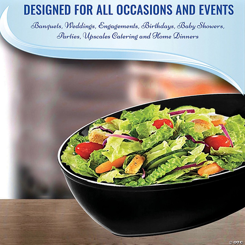 2 qt. Black Oval Plastic Serving Bowls (21 Bowls)