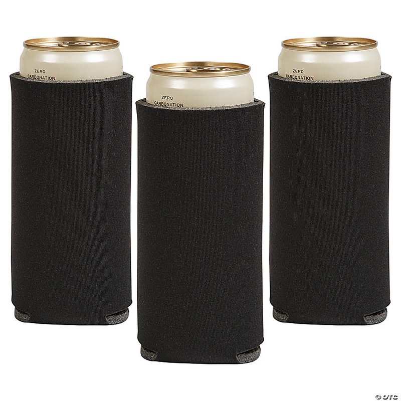 3 1/2 x 6 1/2 Solid Color Black Foam Slim Can Coolers - 12 Pc.
