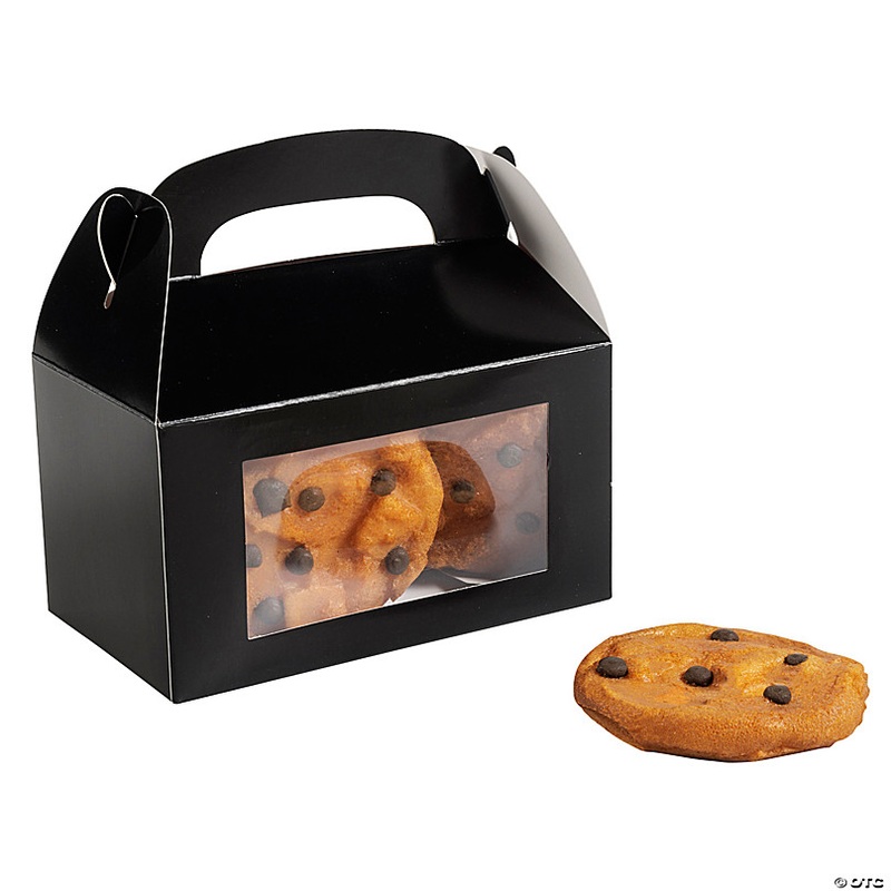 6 x 7 Black Cardstock Treat Boxes with Display Window - 12 Pc.