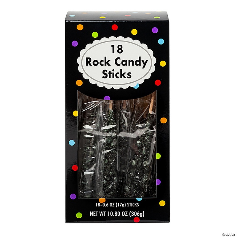 8 10.8 oz. Black Color Rock Candy Sticks - 18 Pc.