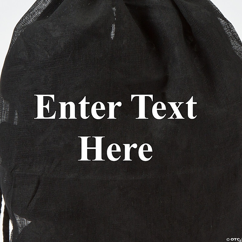 9 x 14 Personalized Black Drawstring Bags- 12 Pc.