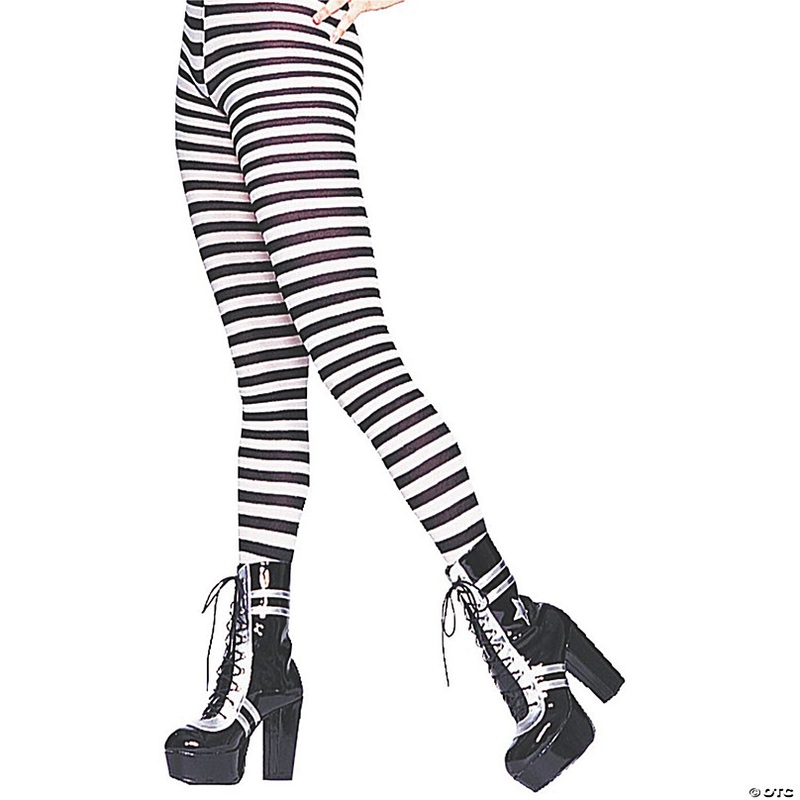 Black & White Striped Plus-Size Tights