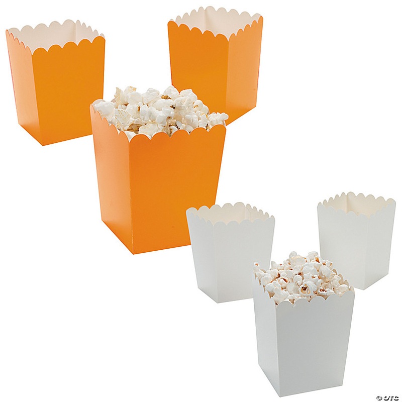 Bulk  48 Pc. Mini Orange & White Popcorn Box Assortment Kit