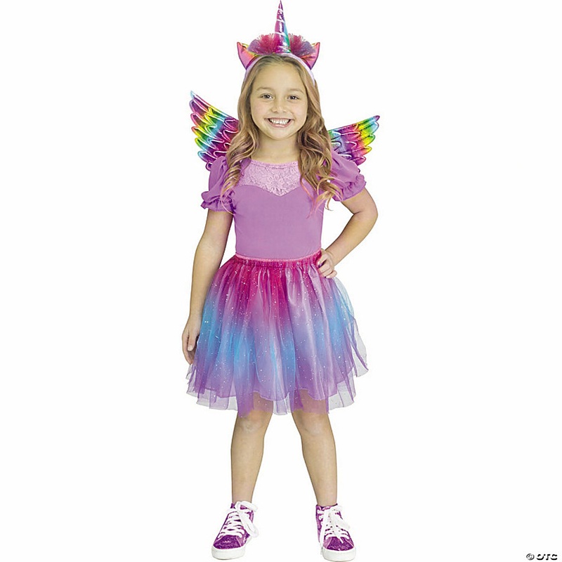 Kids Vivid Unicorn Wing Tutu Set Costume Accessory - One Size