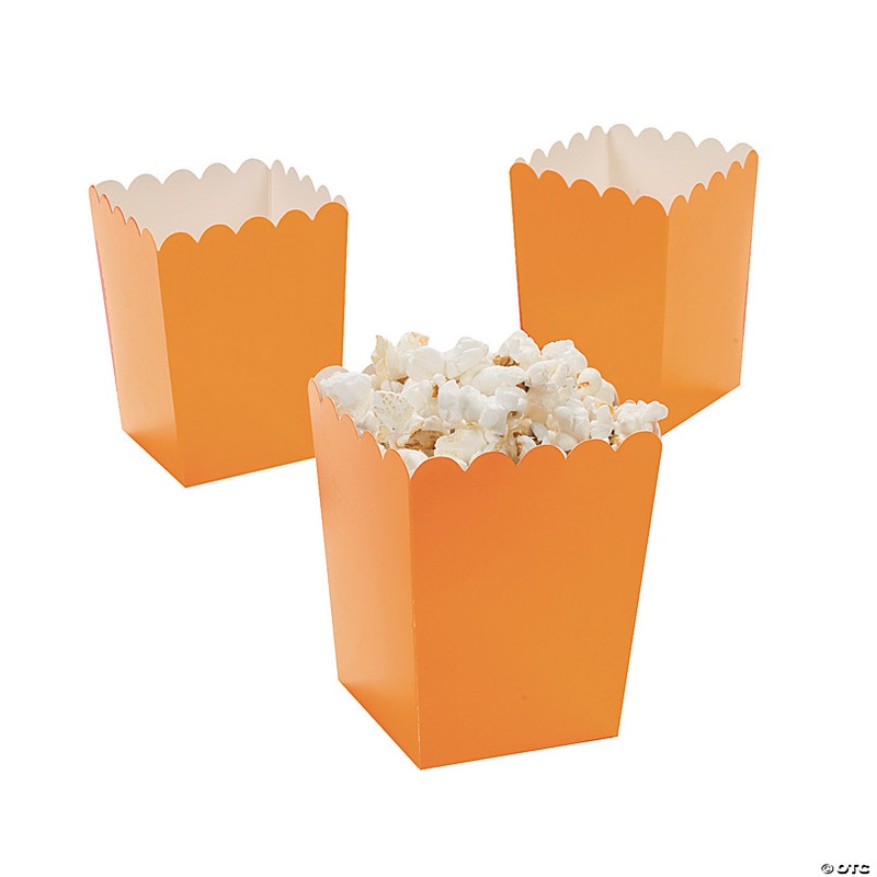 Mini Orange Popcorn Boxes - 24 Pc.