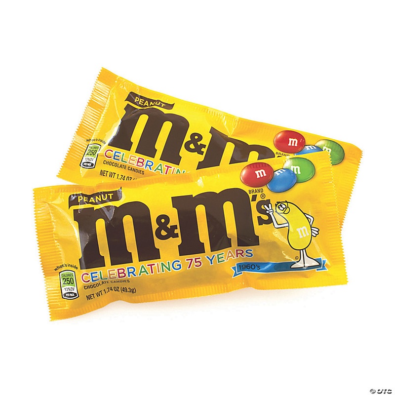 Peanut M&M's Full Size, 1.74 oz Bag, 48 Count