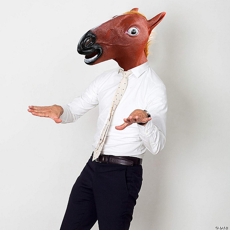 Skeleteen Horse Head Costume Mask - Realistic Brown Animal Head Horse Masks for Adults and Kids