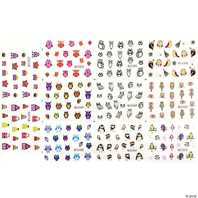 Wrapables Owls Water Slide Nail Art Decals Water Transfer Nail Decals (11 Designs/228 Nail Tattoos)