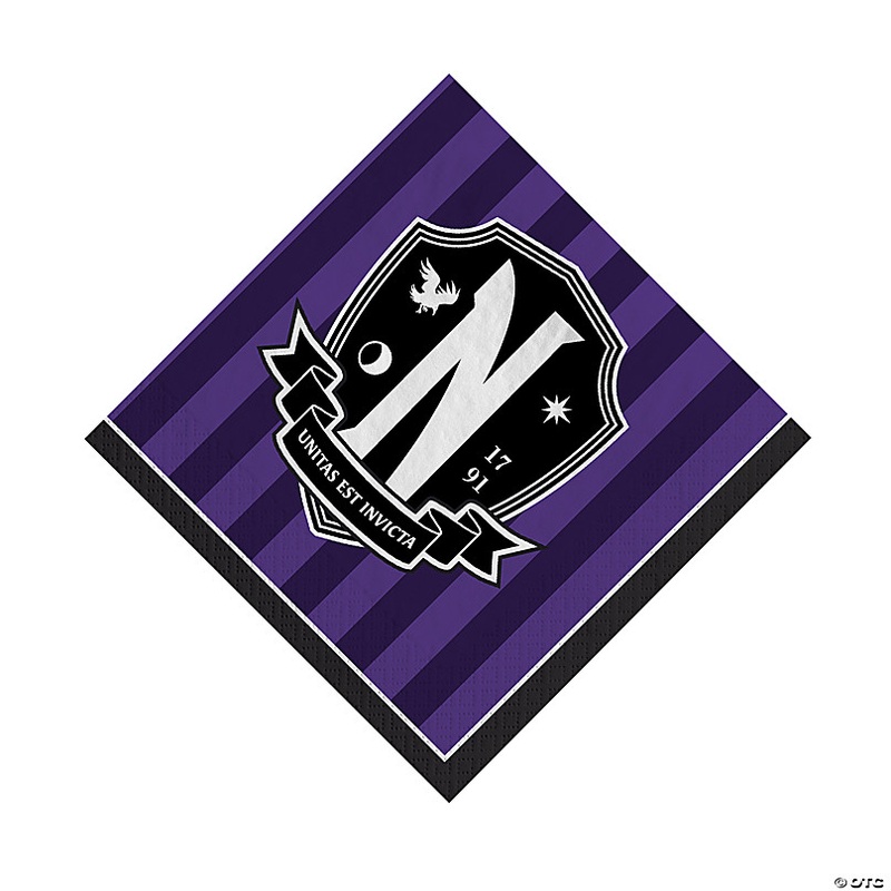6 1/2 Wednesday Addams Nevermore Academy Crest Party Luncheon Napkins - 16 Ct.