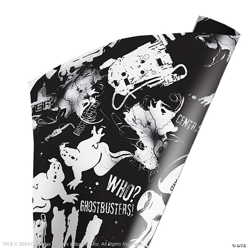 96 x 30 Wrapped in Terror Ghostbusters Black & White Wrapping Paper