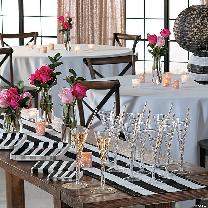 Black & White Striped Table Runners - 3 Pc.