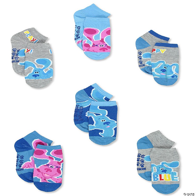 Blues Clues & You Boys Toddler 6 Pack Quarter Gripper Socks (Small (4-6), Grey)
