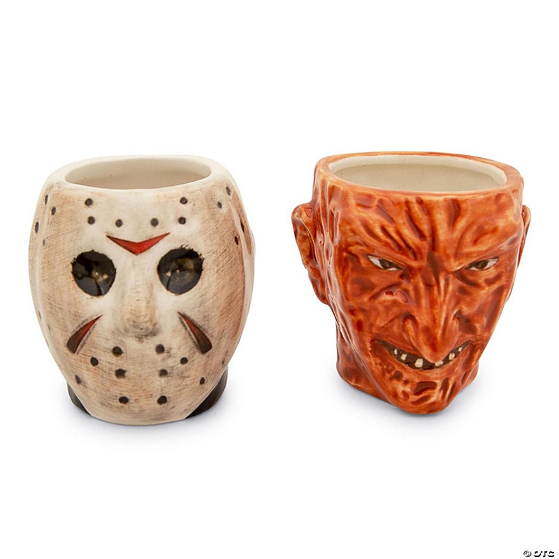 Freddy vs. Jason Faces 4-Ounce Sculpted Ceramic Mini Mugs  Set of 2