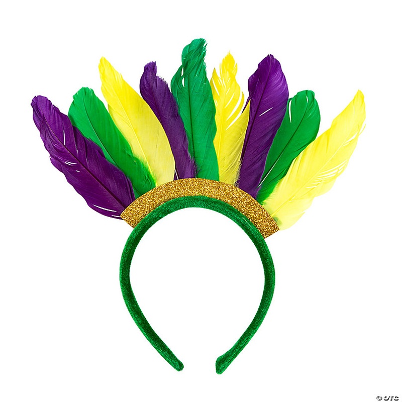 Mardi Gras Feather Headbands - 12 Pc.