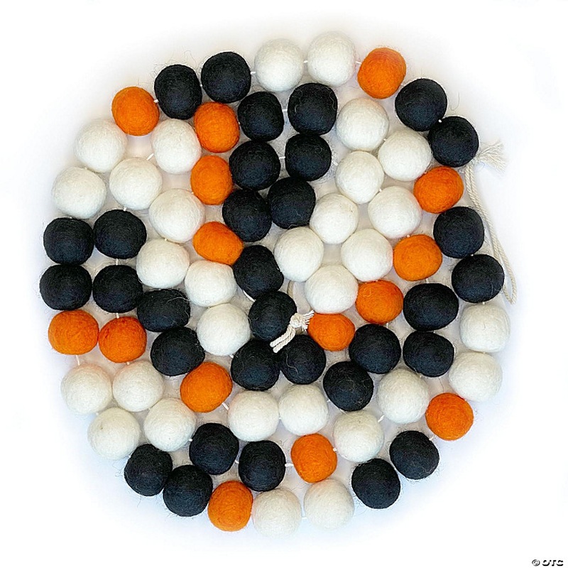 White, Black, Orange Felt Garland 6ft