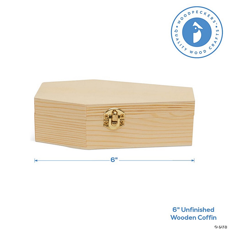 Woodpeckers Crafts, DIY Unfinished Wood 6 Coffin, Pack of 6