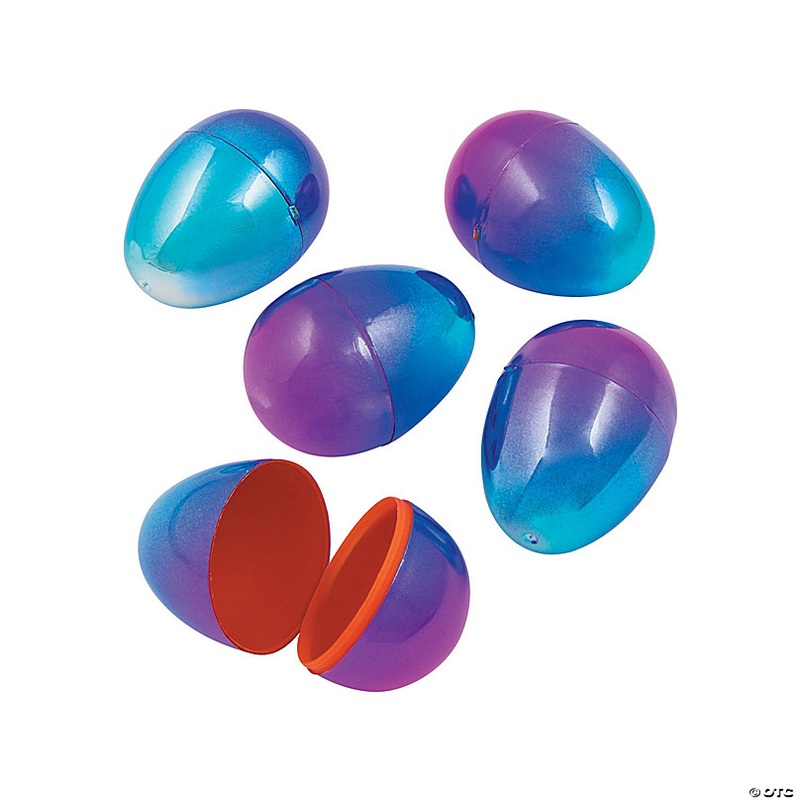 2 Two-Tone Metallic Plastic Easter Eggs - 12 Pc.