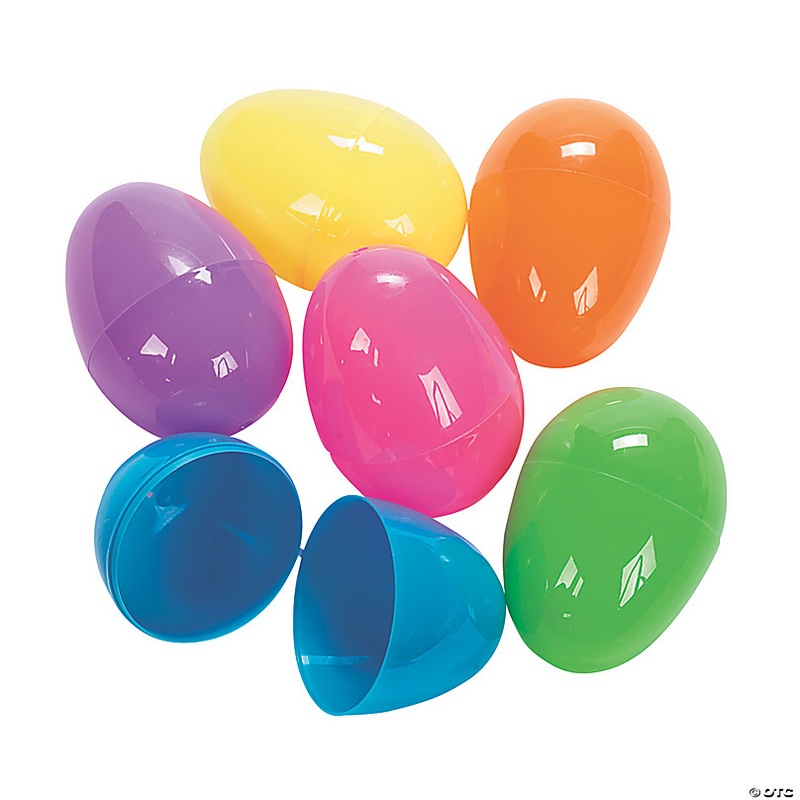 3 Bright Color Plastic Easter Eggs - 12 Pc.
