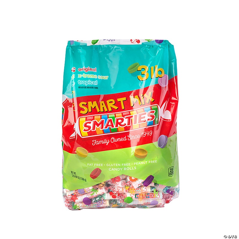 3 lbs. Bulk 180 Pc. Smarties Candy Rolls Original, Sour & Tropical Smart Mix Bag